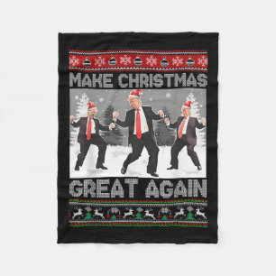 Santa Trump Dance Make Christmas Great Again Ugly Fleece Blanket