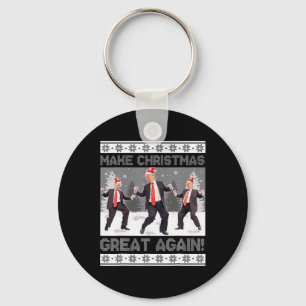 Santa Trump Dance Make Christmas Great Again Ugly Key Ring