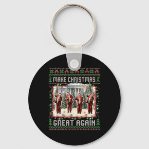 Santa Trump Dance Make Christmas Great Again Ugly Key Ring