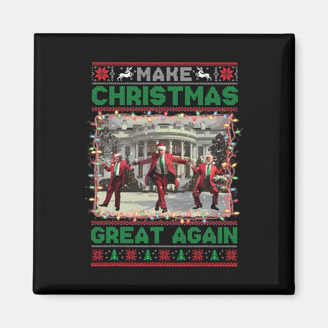 Santa Trump Dance Make Christmas Great Again Ugly  Magnet (Front)