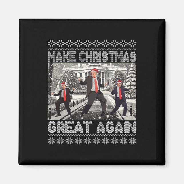 Santa Trump Dance Make Christmas Great Again Ugly  Magnet (Front)