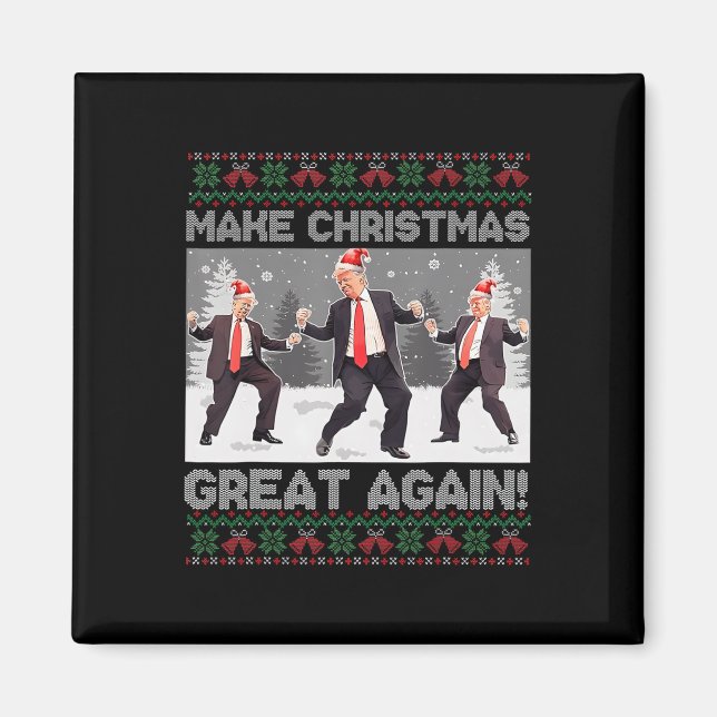 Santa Trump Dance Make Christmas Great Again Ugly  Magnet (Front)