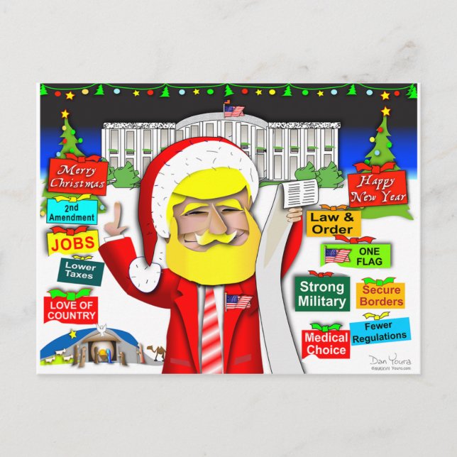Santa Trump Ho Ho Ho Holiday Postcard (Front)