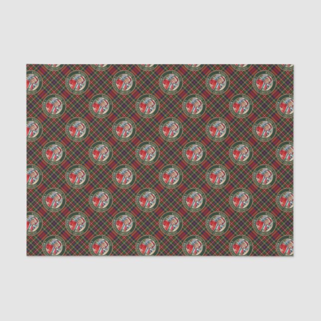 Santa Trump MAGA Christmas Tartan Plaid Tissue Paper (Front)