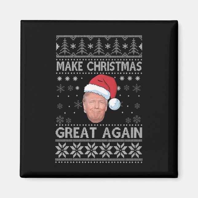 Santa Trump Make Christmas Great Again Ugly Sweate Magnet (Front)