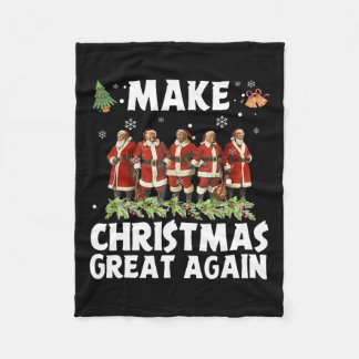 Santa Trump Make Christmas Great Again Xmas Fleece Blanket