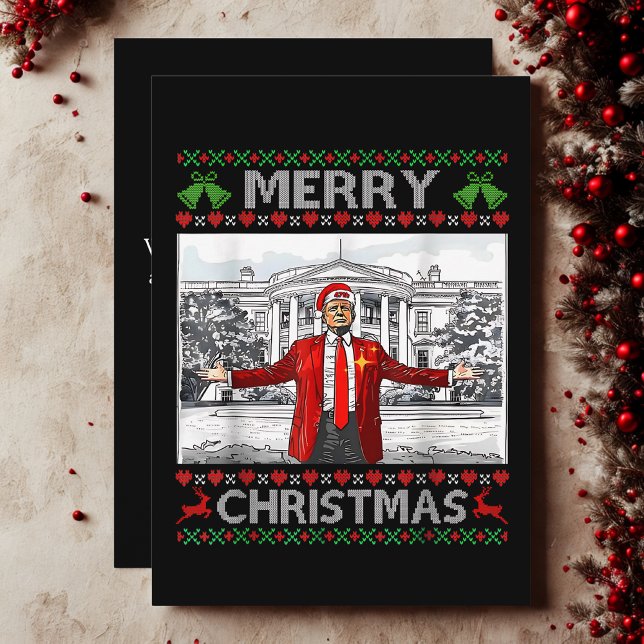 Santa Trump Merry Christmas Ugly Xmas Holiday Card (Creator Uploaded)