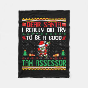 Santa Try To Be A Good Tax Essor - Fun Christmas  Fleece Blanket