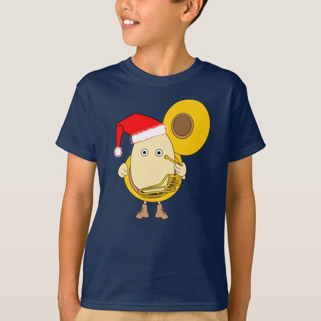 Santa Tuba Player Egghead T-Shirt (Front)