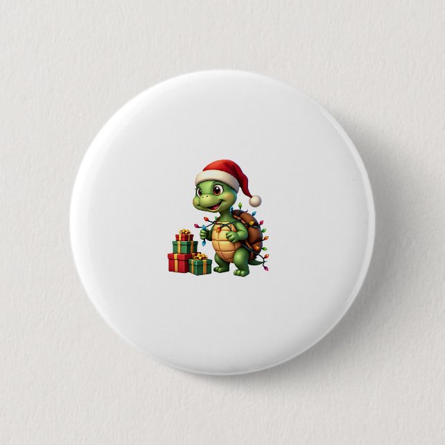 Santa Turtle Christmas Ugly Sweater Funny Holiday  6 Cm Round Badge (Front)