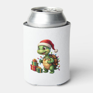 Santa Turtle Christmas Ugly Sweater Funny Holiday  Can Cooler