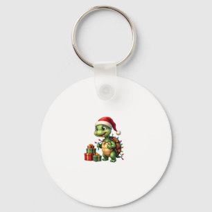 Santa Turtle Christmas Ugly Sweater Funny Holiday Key Ring