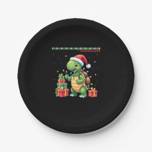 Santa Turtle Christmas Ugly Sweater Funny Holiday  Paper Plate
