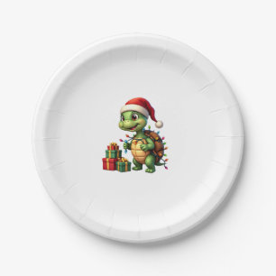 Santa Turtle Christmas Ugly Sweater Funny Holiday  Paper Plate