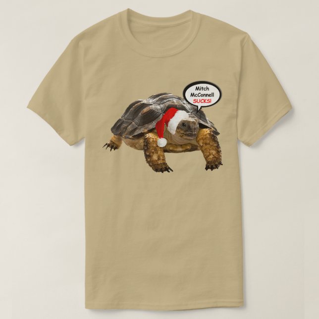 Santa Turtle hates Mitch McConnell  T-Shirt (Design Front)