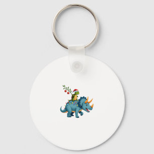 Santa Turtle Riding T-Rex Reindeer Christmas Light Key Ring