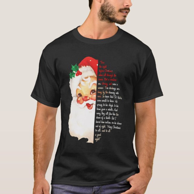 Santa Twas The Night Before Christmas Matching Paj T-Shirt (Front)