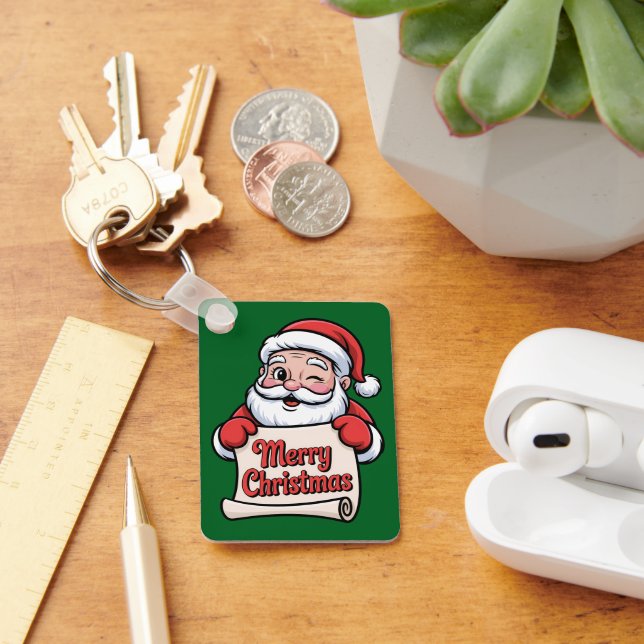 Santa Twinkle "Merry Christmas" Key Ring (Desk)