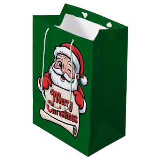 Santa Twinkle "Merry Christmas" Medium Gift Bag