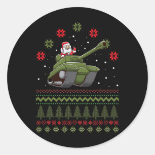 Santa Ugly Christmas Theme Graphic Military Armore Classic Round Sticker