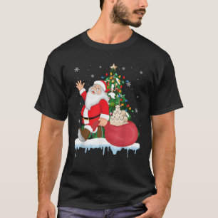 Santa Ugly Christmas Tree Lights Alpaca Animal  T-Shirt