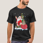 Santa Ugly Christmas Tree Lights Whippet Dog  T-Shirt<br><div class="desc">Santa Ugly Christmas Tree Lights Whippet Dog</div>