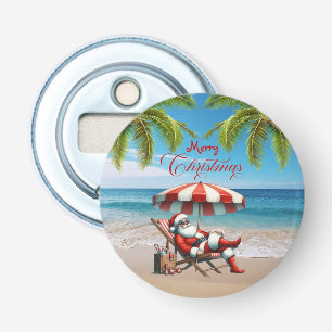 Santa under a Beach Umbrella Christmas Bottle Opener