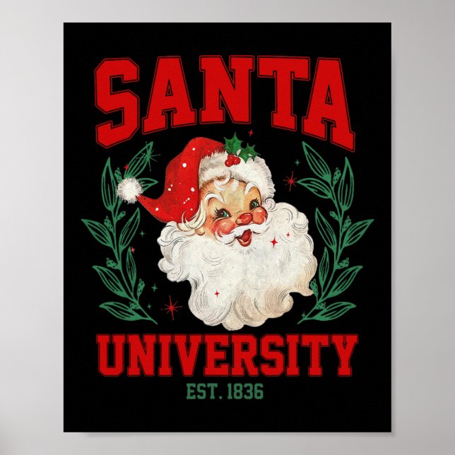 Santa University Funny Retro Christmas  Poster (Front)