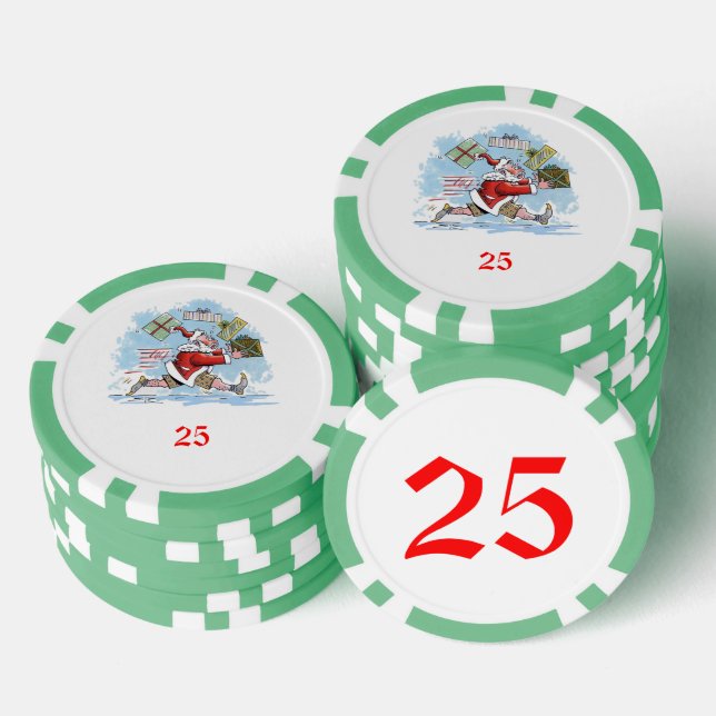 Santa Unprepared green 25 striped poker chip (Stack)