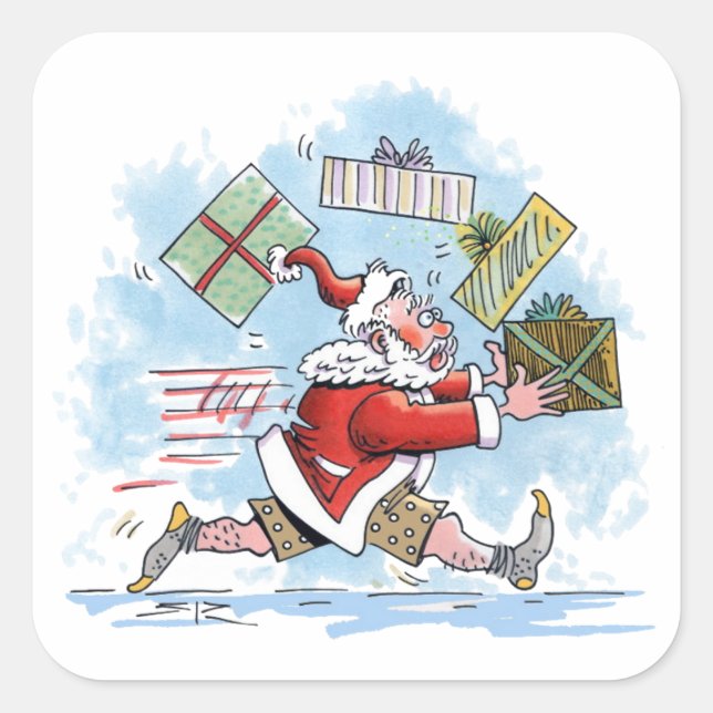 Santa Unprepared large square stickers (Front)
