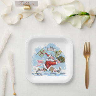 Santa Unprepared square paper plates