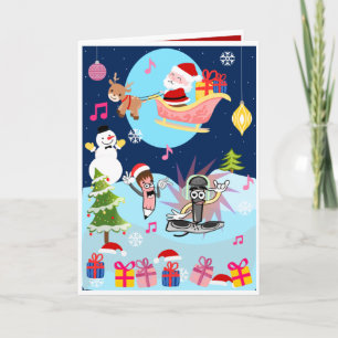 Santa Up, Up and Away   Holiday Card