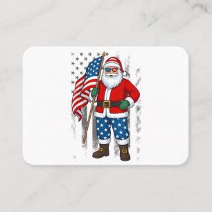 Santa USA American Flag Christmas In July Happy 4t Business Card
