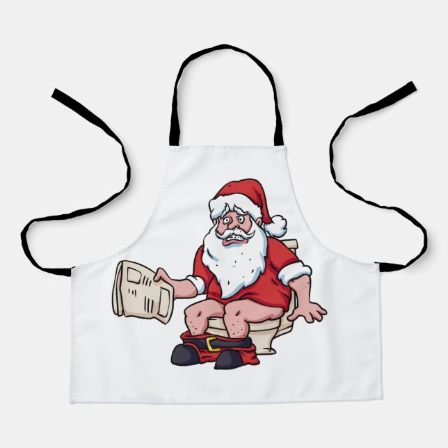 Santa Using Toilet Apron (Front)