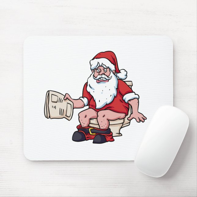 Santa Using Toilet Mouse Pad (With Mouse)