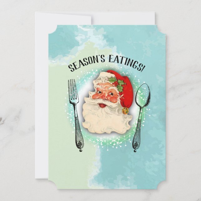 Santa utensils chef catering Christmas card (Front)