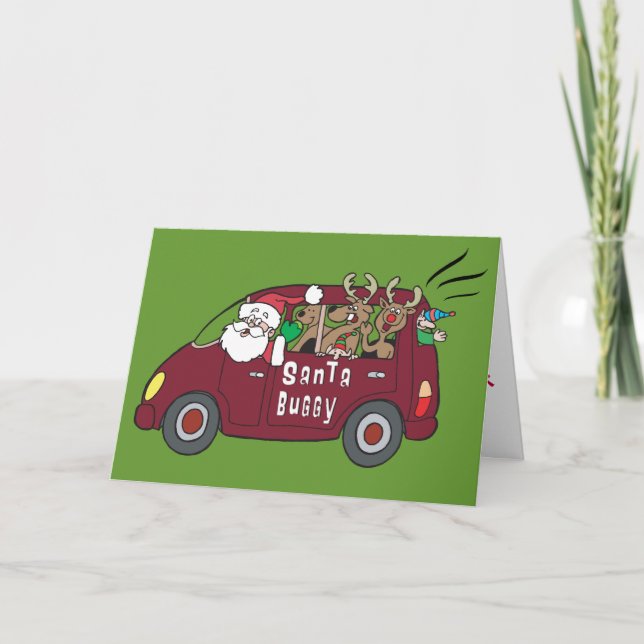 Santa Van with Reindeer Holiday Card (Front)