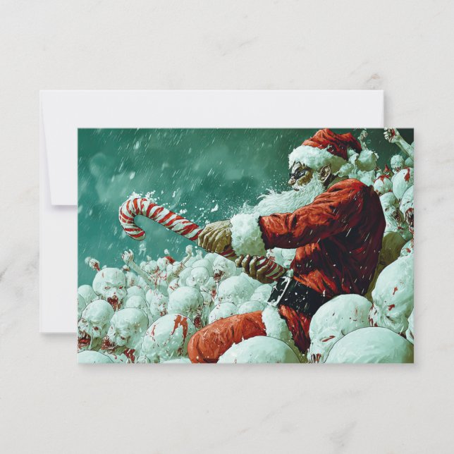 Santa Versus The Snowmen Flat Greeting Card (Front)