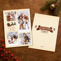 Santa Vintage Christmas Photo Collage Sleigh Rides