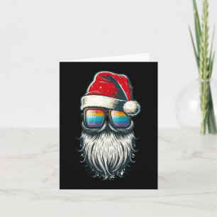 Santa Vintage Glasses Rainbow Christmas Santa Hat Card