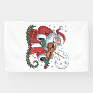 Santa Violin Player Violinist Christmas Music Xmas Banner