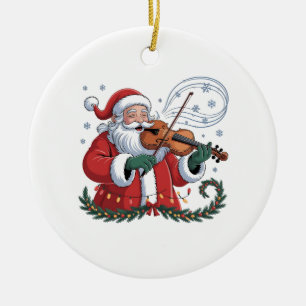 Santa Violin Player Violinist Christmas Music Xmas Ceramic Tree Decoration
