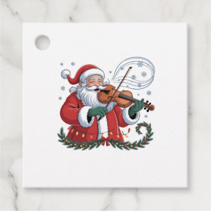Santa Violin Player Violinist Christmas Music Xmas Favour Tags