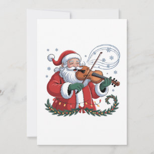 Santa Violin Player Violinist Christmas Music Xmas Invitation