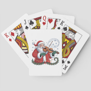 Santa Violin Player Violinist Christmas Music Xmas Playing Cards