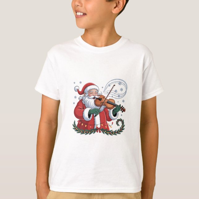 Santa Violin Player Violinist Christmas Music Xmas T-Shirt (Front)