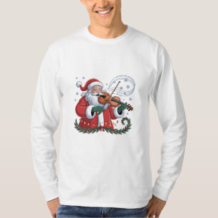 Santa Violin Player Violinist Christmas Music Xmas T-Shirt