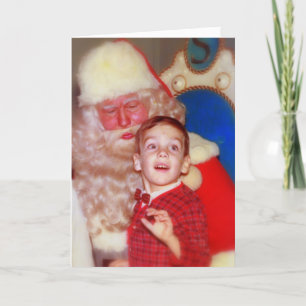 Santa Visit - Boy on Santa's Lap Holiday Card
