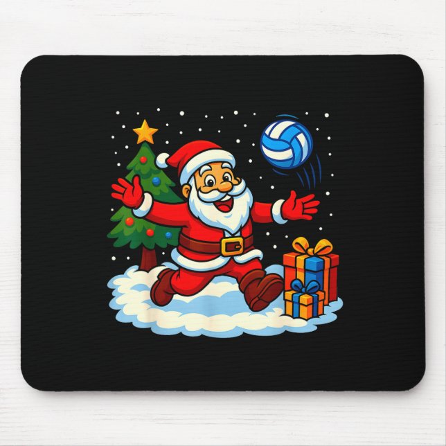 Santa Volleyball Playing Srt Christmas Tree Xmas P Mouse Pad (Front)