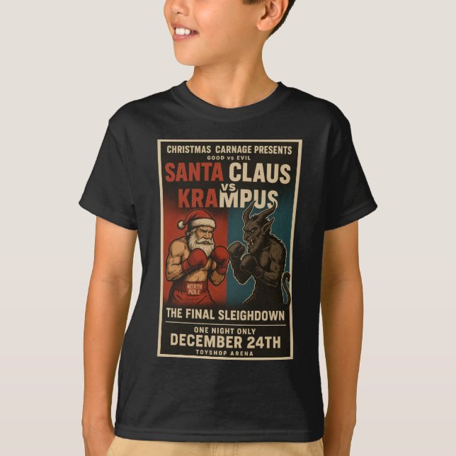 Santa vs Krampus Fight Night Christmas Shirt – Dar (Front)